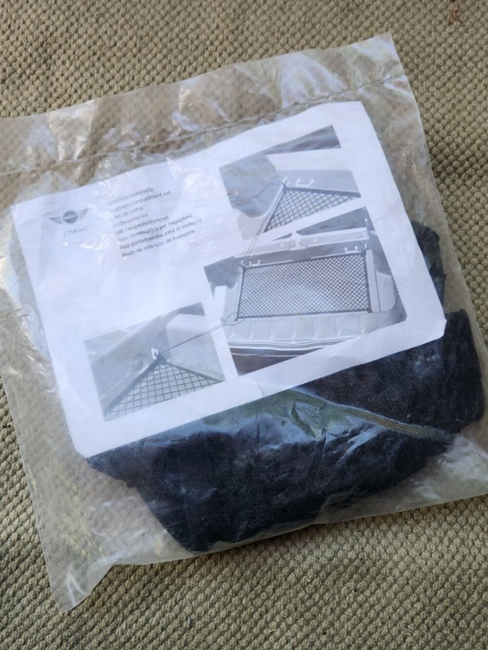 NEW Mini Cooper Luggage Compartment Floor Cargo Net Trunk Boot OEM 2758542 NIP